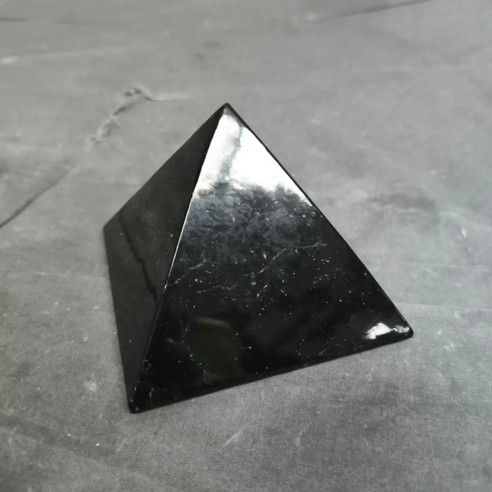 NATURAL SHUNGITE PYRAMID FIGURINE