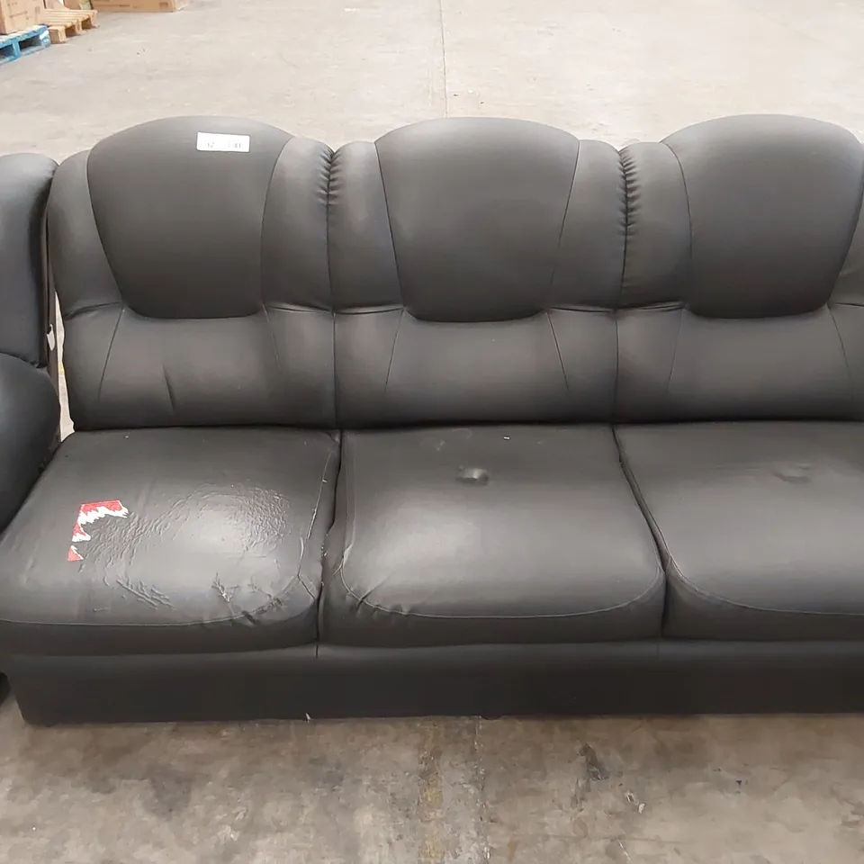 DESIGNER COLIN CORNER SOFA BLACK FAUX LEATHER 