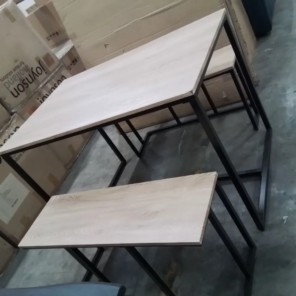 PINE TOP METAL FRAME BENCH AND TABLE SET