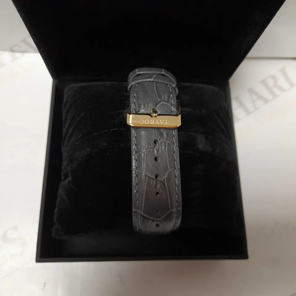 TAYROC BELTON ROSE GREY LEATHER WATCH 