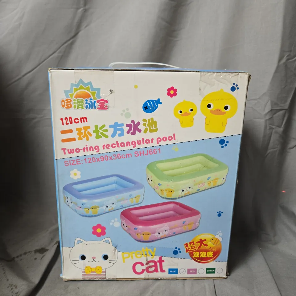 PRETTY CAT TWO-RING RECTANGULAR INFLATABLE POOL – 120 X 90 X 36 CM