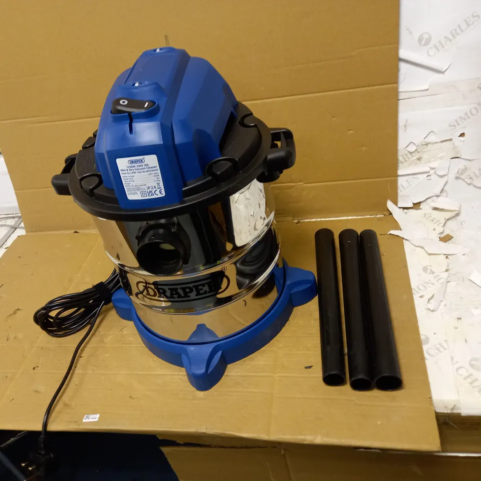 DRAPER 20L 1250W 230V WET & DRY VACUUM CLEANER 
