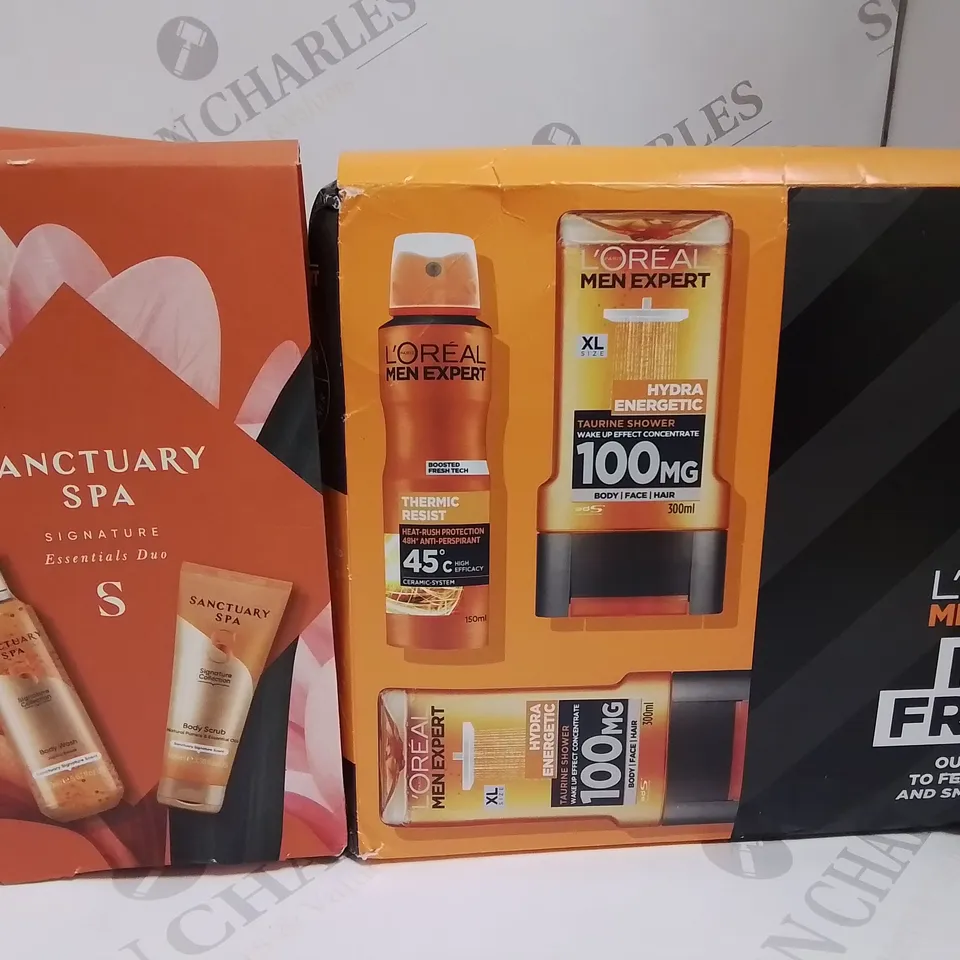 LOT OF 5 ASSORTED BEAUTY PACKS TO INCLUDE SANCTUARY SPA SIGNATURE ESSENTIALS GIFT SET AND ICONIC FINISHING TOUCHES