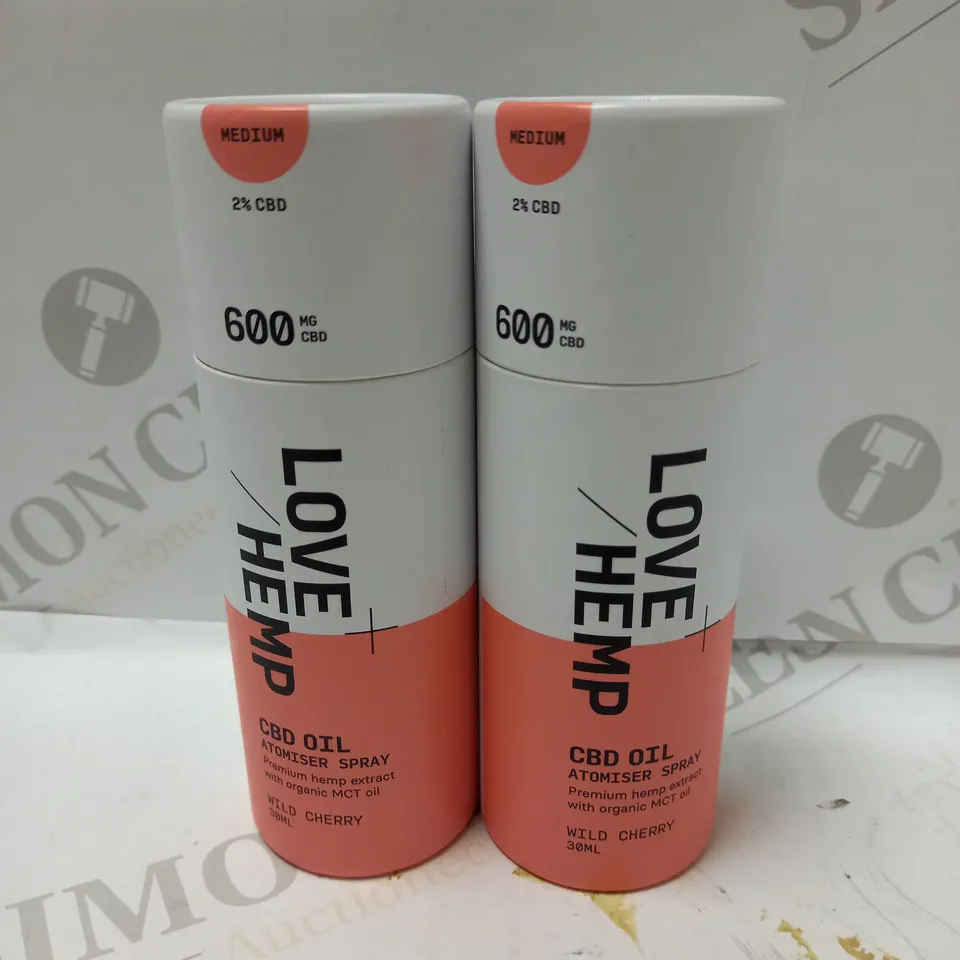 LOT OF 2 X 600MG LOVE HEMP CBD OIL SPRAY WILD CHERRY 