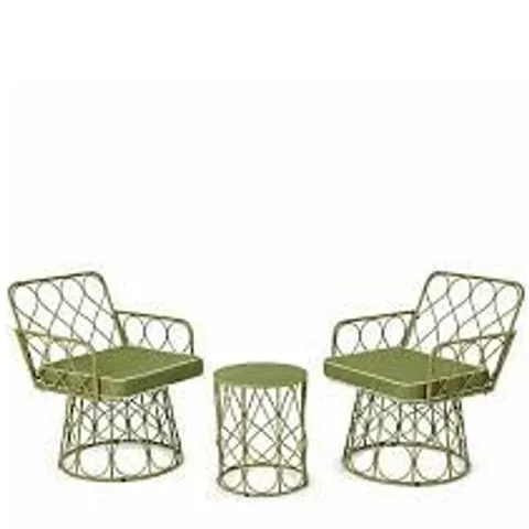 GARDEN STORIES STUDIO 70 3PC METAL PADDED CONVERSATION SET OLIVE