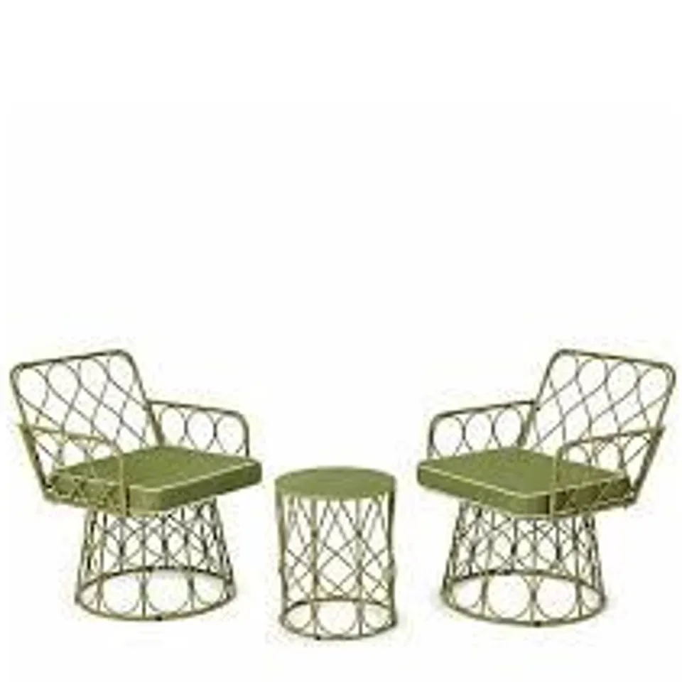 GARDEN STORIES STUDIO 70 3PC METAL PADDED CONVERSATION SET OLIVE