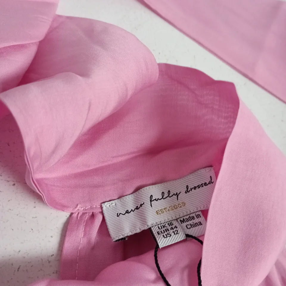 NEW FULLY DRESSED PINK DRESS – UK 16 (EU 44, US 12), MADE IN CHINA