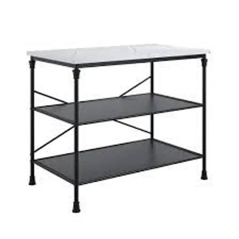 BOXED FAIRMONT KITCHEN ISLAND - MARBLE EFFECT/BLACK (1 BOX)