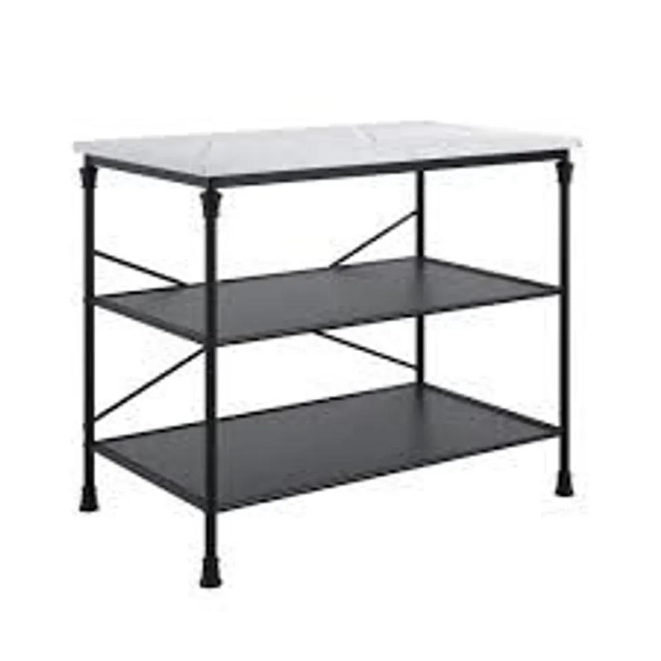 BOXED FAIRMONT KITCHEN ISLAND - MARBLE EFFECT/BLACK (1 BOX)
