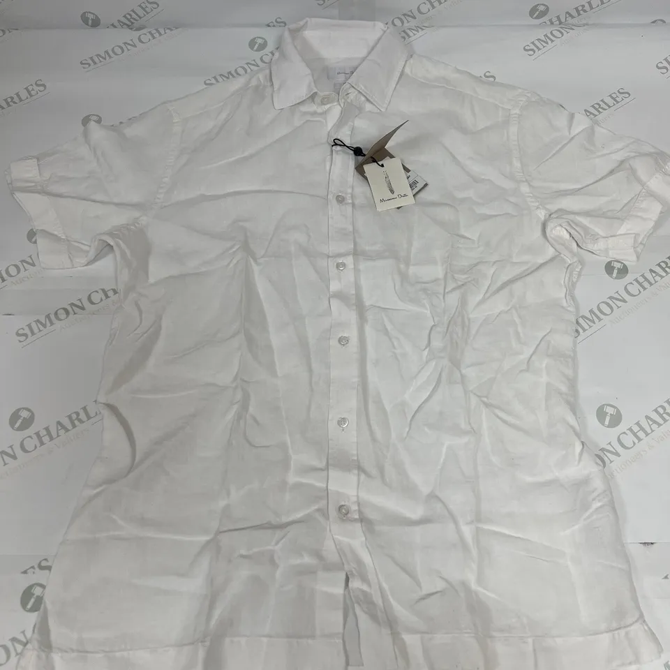 MASSIMO DUTTI SHORT SLEEVED LINEN SHIRT IN WHITE SIZE M