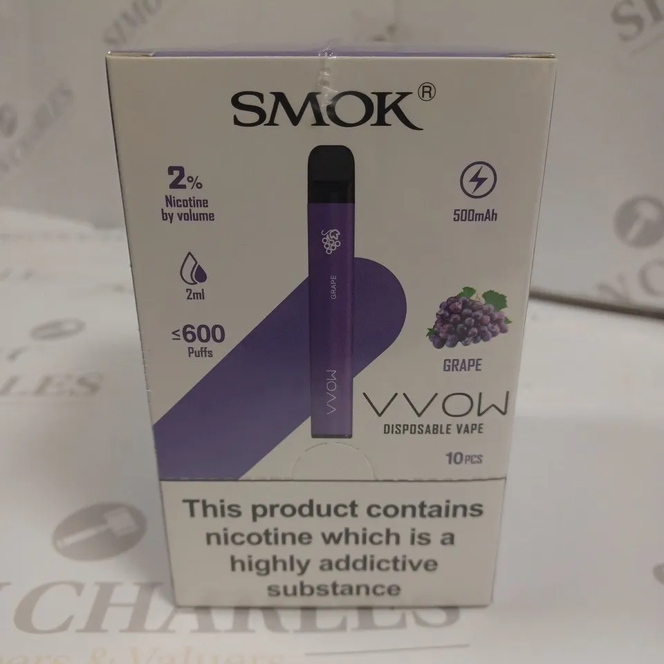 SEALED SMOK VVOW 10-PACK OF DISPOSABLE VAPES - GRAPE