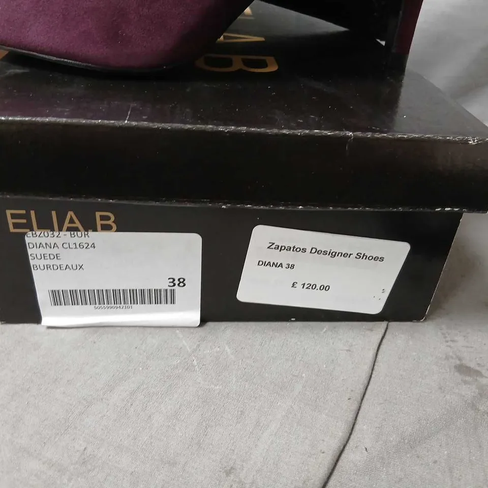 ELIA B LONDON DIANA SUEDE PUMPS – UK 5 (EU 38) – BURGUNDY/PURPLE