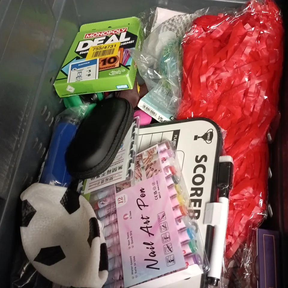 BOX OF APPROXIMATELY 10 ASSORTED TOYS INCLUDING BINGO GAME , GLOW T REX DINO DIG AND BATH TOYS LIGHT UP 