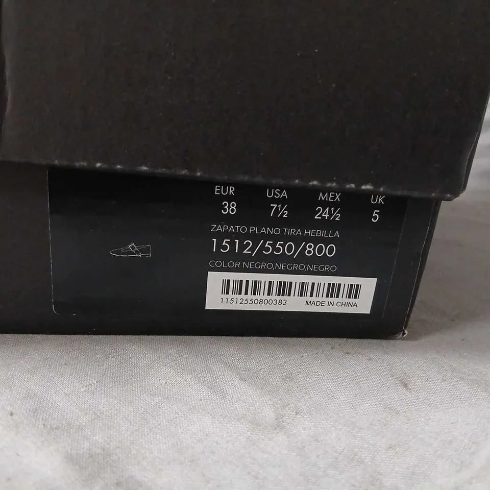 MASSIMO DUTTI BLACK LEATHER BUCKLE-STRAP SHOES – UK 5 (EU 38)