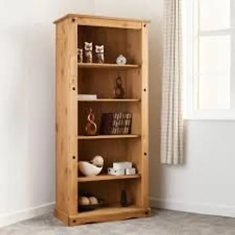 BOXED CORONA TALL BOOKCASE IN DISTRESSED WAXED PINE (1 BOX)