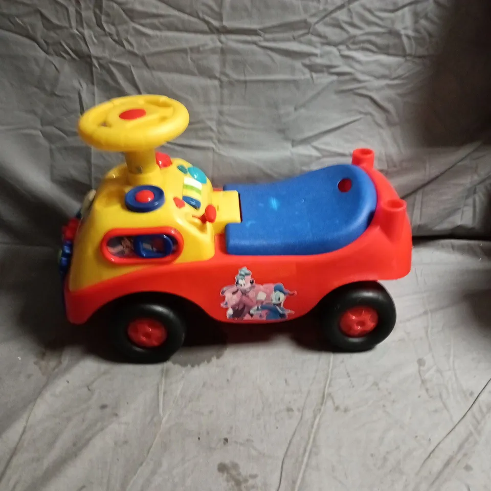 CHILDREN'S PLASTIC RIDE-ON CAR TOY WITH MICKEY MOUSE STICKER – YELLOW, RED & BLUE