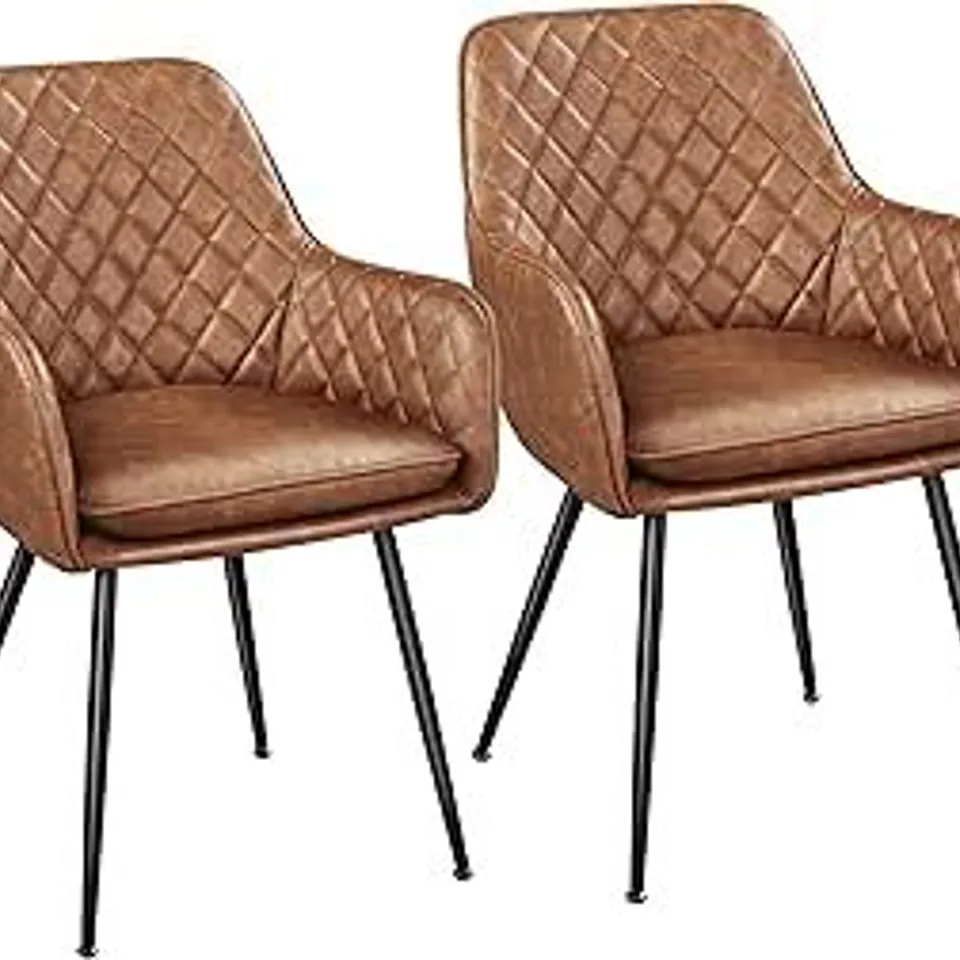 BOXED YAHEETECH SET OF 2 BROWN FAUX LEATHER DINING CHAIRS 