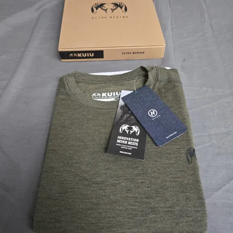 BOXED KUIU ULTRA MERINO SHORT SLEEVE CREW NECK T-SHIRT IN OLIVE SIZE M