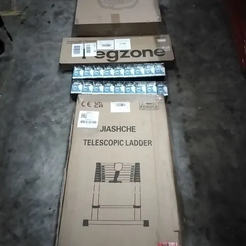 PALLET OF HOUSEHOLD ITEMS TO INCLUDE TELESCOPIC LADDER, LED 6W BULBS, VACUUM STAND, SENSORY  SPINNING CHAIR AND OTHER ASSORTED ITEMS...