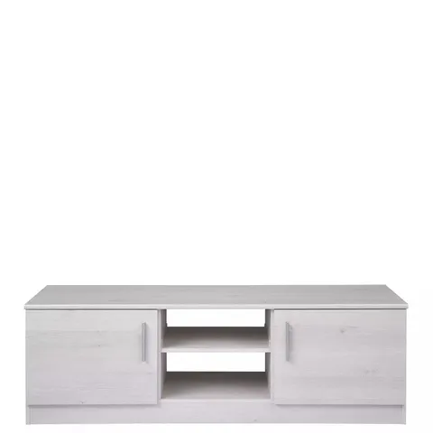 BOXED PANAMA 2 DOOR TV UNIT (FOR TVS UP TO 55") - WHITE OAK - COLLECTION ONLY 