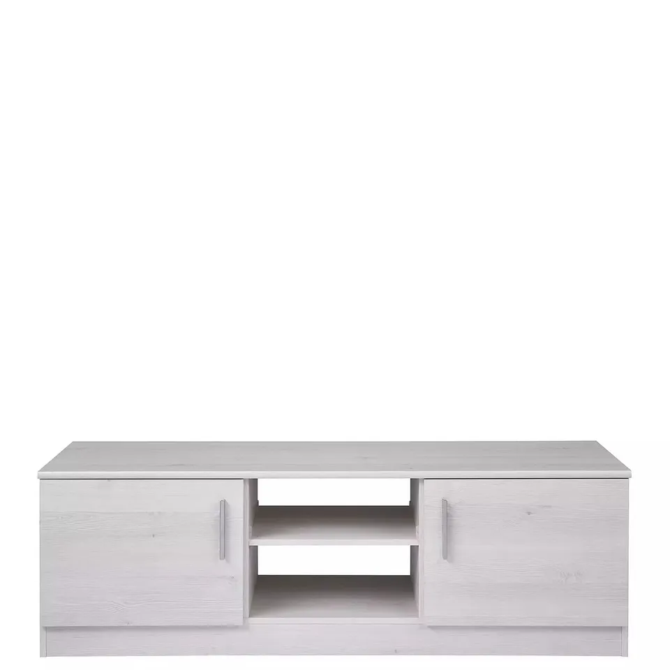 BOXED PANAMA 2 DOOR TV UNIT (FOR TVS UP TO 55") - WHITE OAK - COLLECTION ONLY 