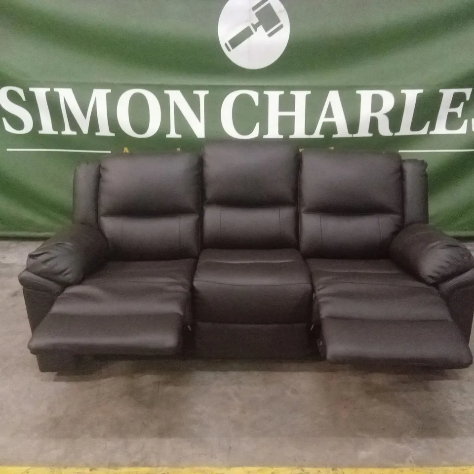 ALBION LUXURY FAUX LEATHER 3 SEATER HIGH BACK MANUAL RECLINER SOFA - CHOCOLATE RRP £749
