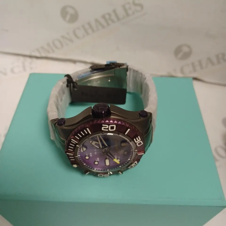 BOXED NUBEO GENTS MANTA LTD ED AUTOMATIC WATCH 070/080 - SKELETON BACK - STAINLESS STEEL - 30 ATM. 