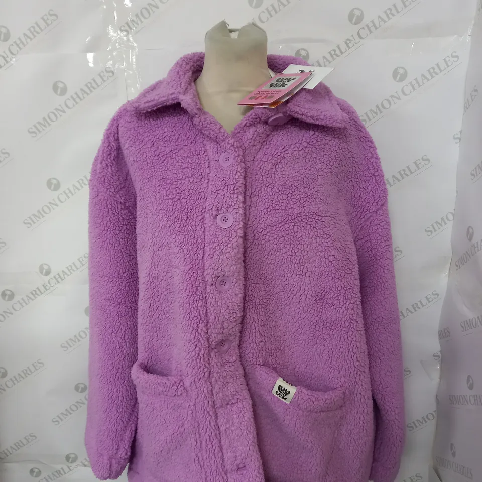 LUCY AND YAK TEDDY FLEECE BUTTON COAT SIZE M