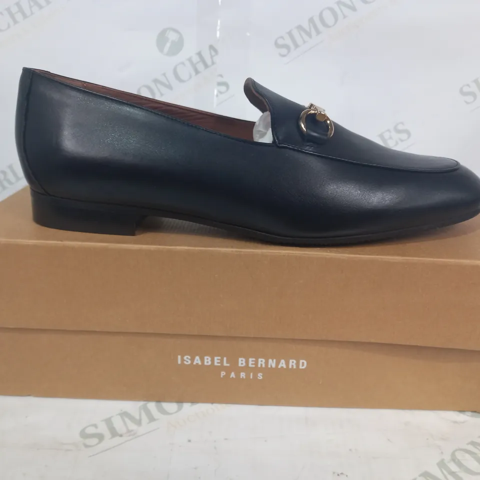 BOXED PAIR OF ISABEL BERNARD PARIS SLIP-ON SHOES IN BLACK EU SIZE 39