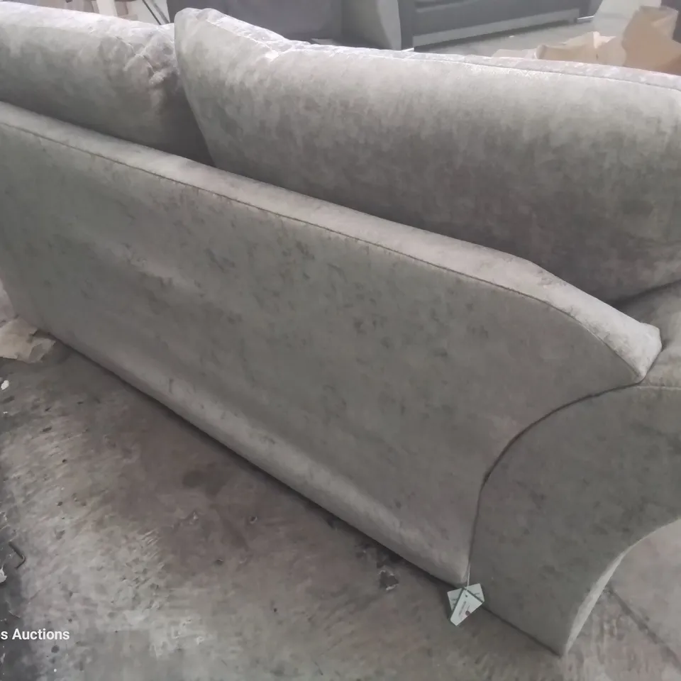 DESIGNER ARIEL THREE SEATER SOFA SILVER FABRIC WITH STUDDED DETAIL