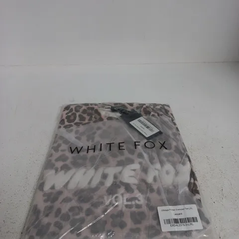 WHITE FOX OFFSTAGE PRINTED OVERSIZED TEE LARGE/EXTRA LARGE LEOPARD