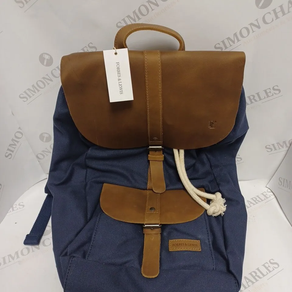 FORBES & LEWIS LINCOLN BACKPACK IN NAVY/BROWN