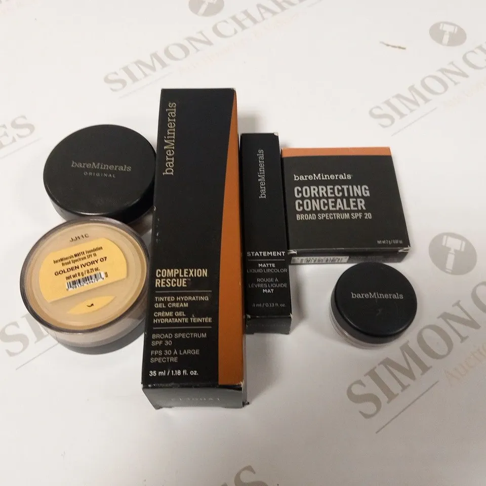 APPROXIMATELY 65 ASSORTED BARE MINERALS COSMETICS PRODUCTS TO INCLUDE;
