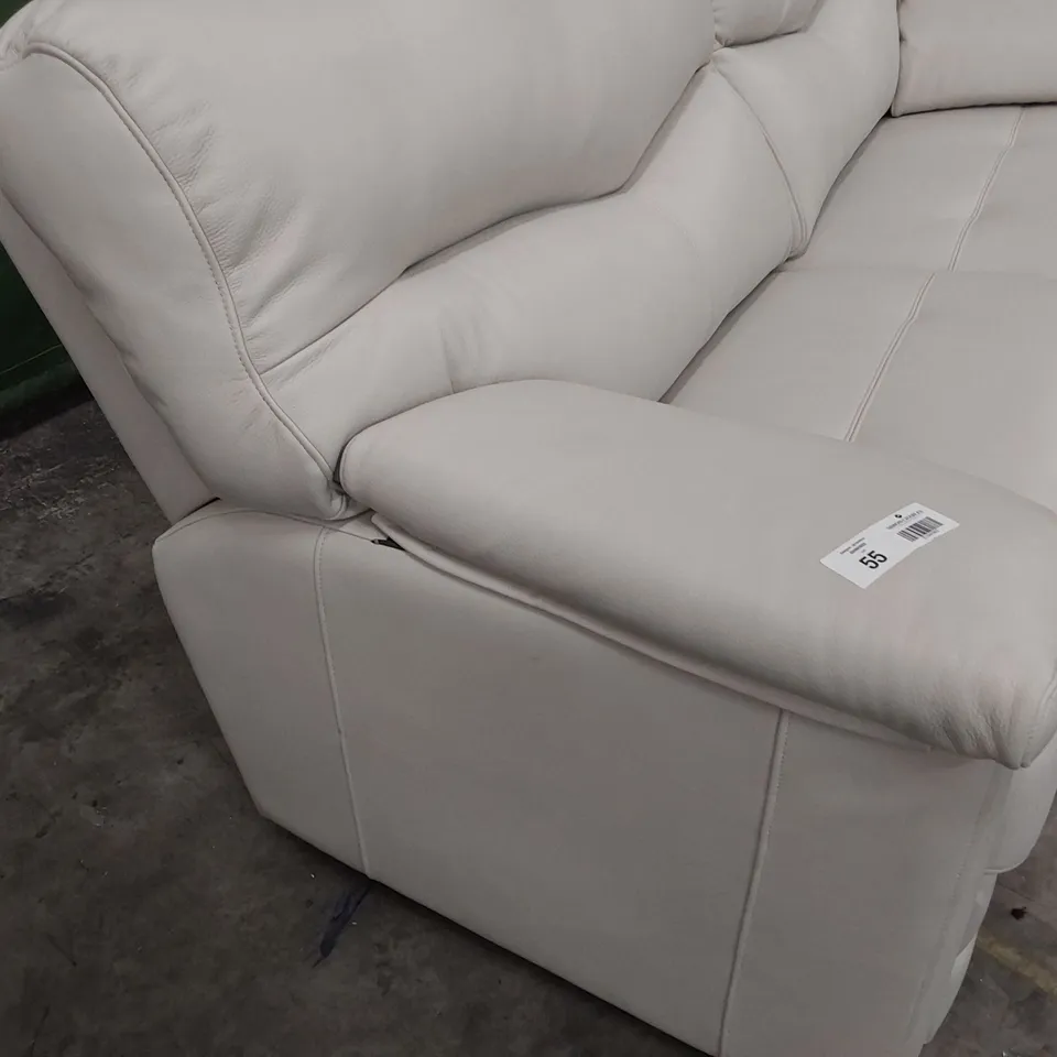 QUALITY BRITISH DESIGNER G PLAN STRATFORD THREE SEATER SOFA CAPRI CHALK LEATHER 