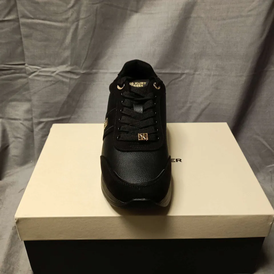 BOXED PAIR OF KURT GEIGER LIEN LACE UP SHOES IN BLACK - SIZE 39