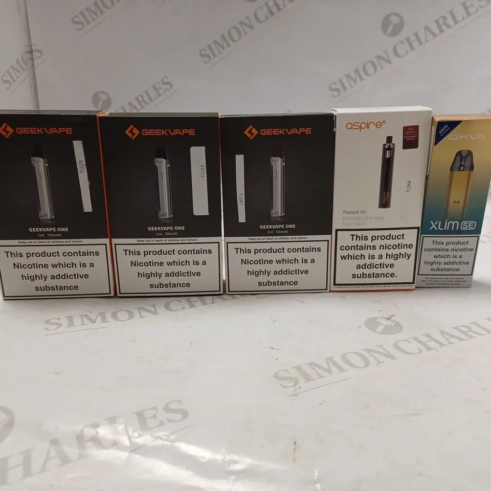 LOT OF FIVE TO INCLUDE ASPIRE POCKEX KIT , OXVN XLIM SE , ETC