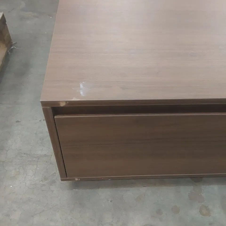 MID-CENTURY 120 CM WALNUT RECTANGULAR COFFEE TABLE WITH 4 DRAWERS, STORAGE & DURABLE SURFACE
