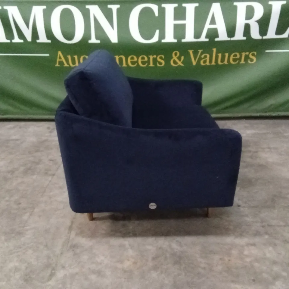 BRAND NEW BOXED SNUG REBEL BLUE VELVET SNUGGLER CHAIR (4 BOXES)