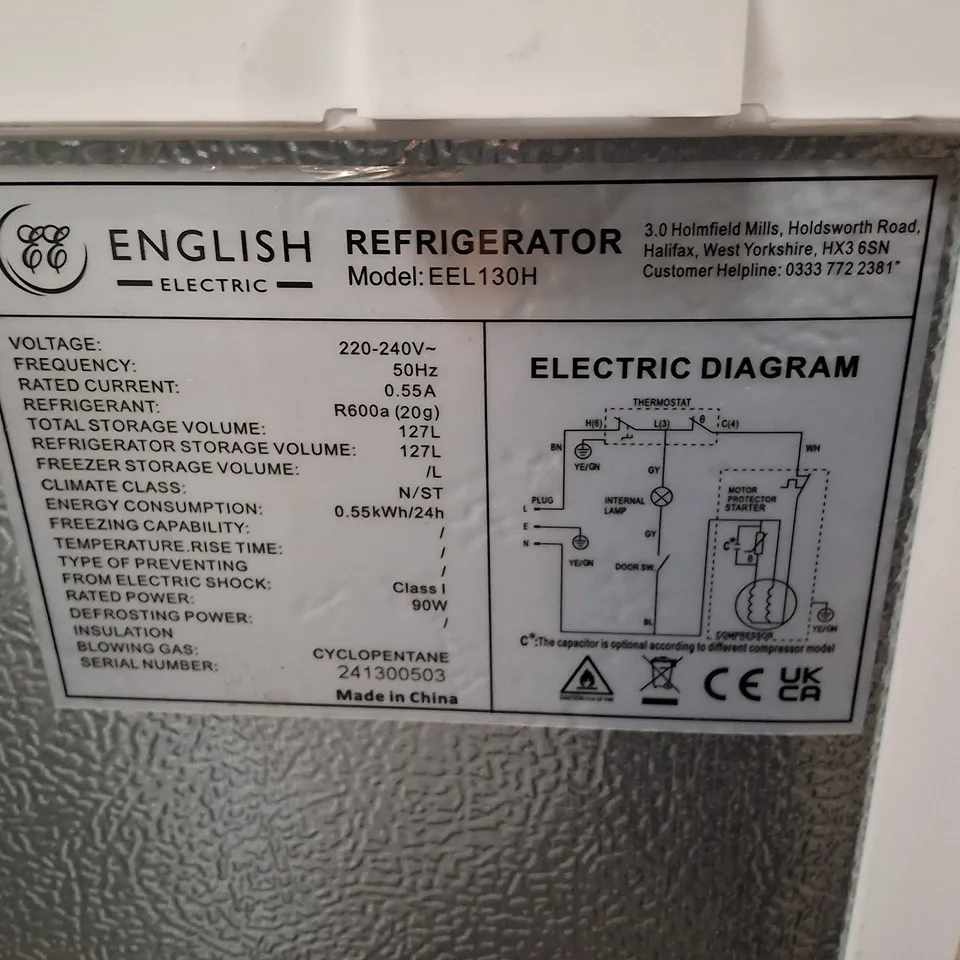 ENGLISH ELECTRIC 55CM UNDER COUNTER LARDER FRIDGE, WHITE
