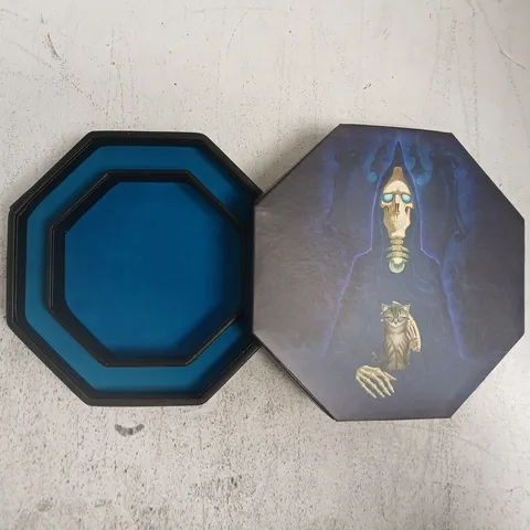 OCTAGONAL DICE TRAY WITH SKULL ARTWORK β BOXED