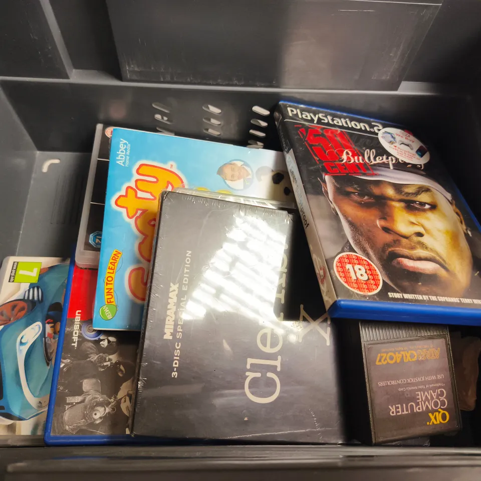 APPROXIMATELY 10 ASSORTED DVDS AND VIDEO GAMES
