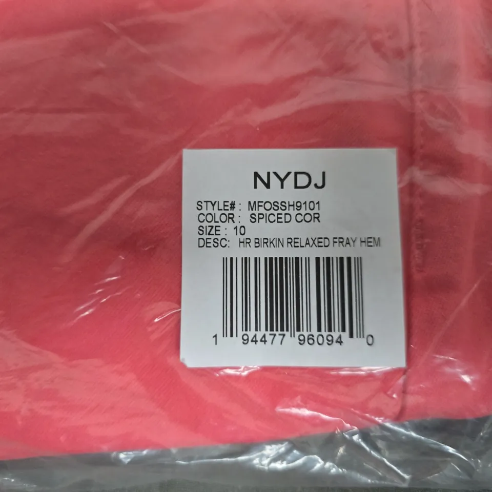 BAGGED NYDJ SPICED CORAL JEANS, UK 14 (US 10) – WOMEN'S, RELAXED BIRKIN FIT, FRAY HEM