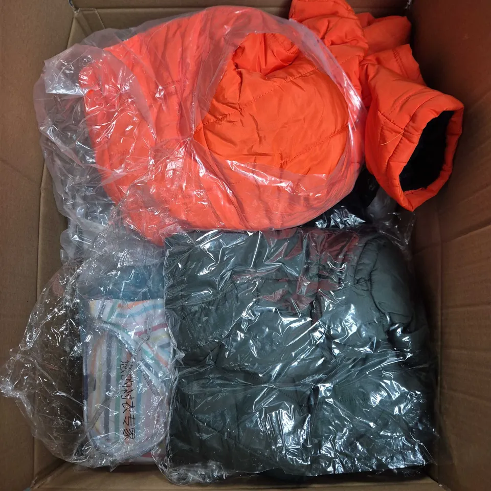 LARGE BOX OF APPROXIMATELY 25 ASSORTED CLOTHING ITEMS IN VARIOUS COLOURS, STYLES AND SIZES - COLLECTION ONLY