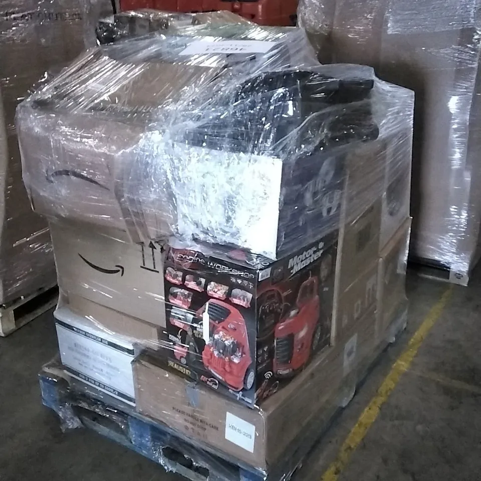 PALLET OF UNPROCESSED ITEMS TO INCLUDE ROBOT ROOMBA, M3CHANIC KIDS WORKSHOP, AND ROUND CHAFING DISH SET