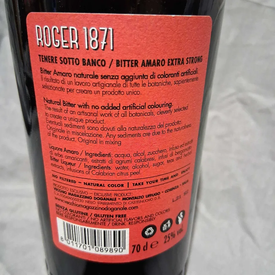 ROGER 1871 BITTER AMARO EXTRA STRONG – 70 CL BOTTLE