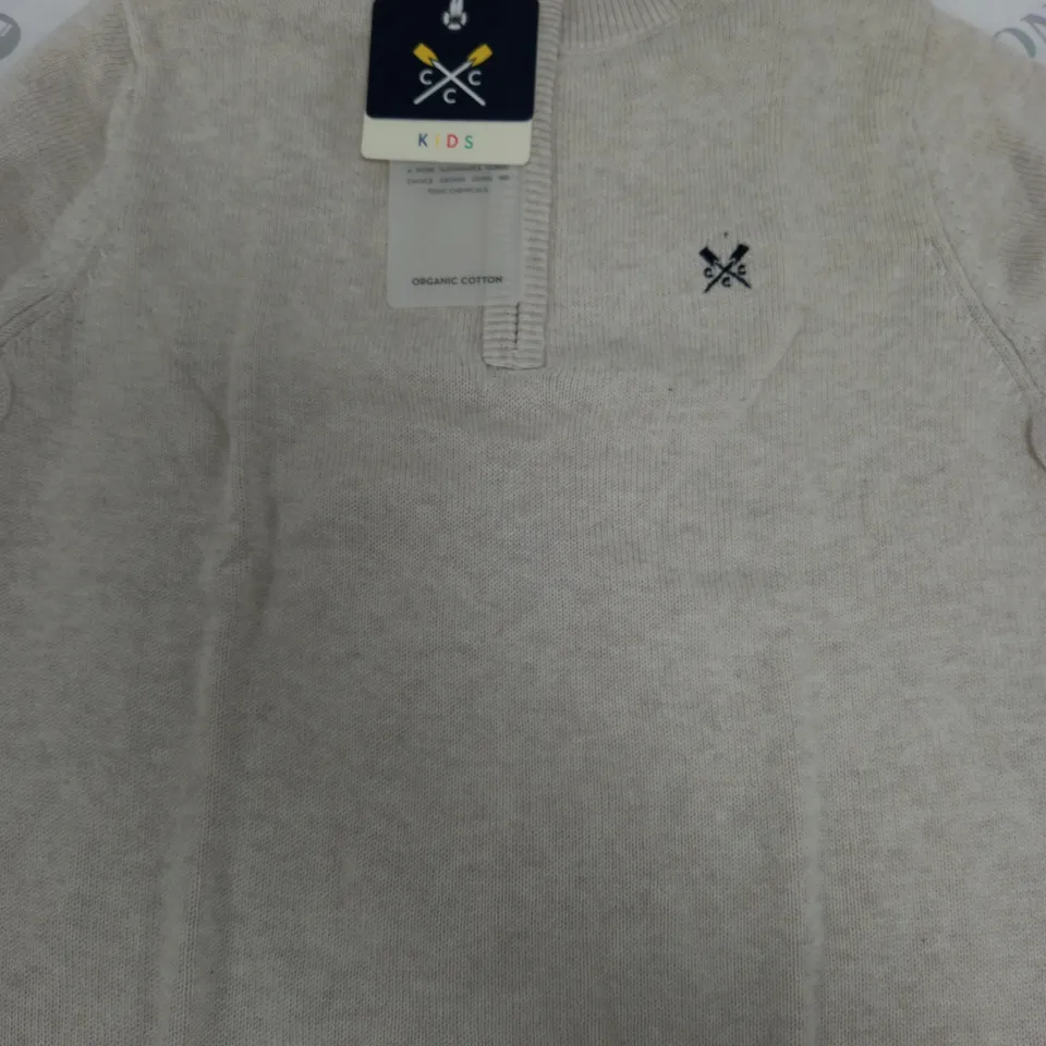 CREW CLOTHING COMPANY KIDS HLAF ZIP ORGANIC COTTON JUMPER - 7-8 YEAR OLD