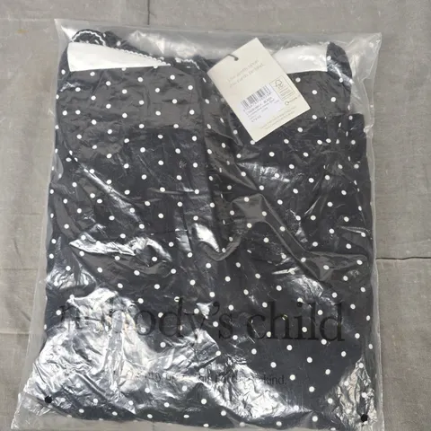 NOBODY'S CHILD AURDREY MIDI SPOTTED DRESS IN BLACK SIZE UK 10
