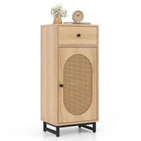 BOXED COSTWAY RATTAN STORAGE CABINET FLOOR CABINET W/ SLIDE OUT DRAWER