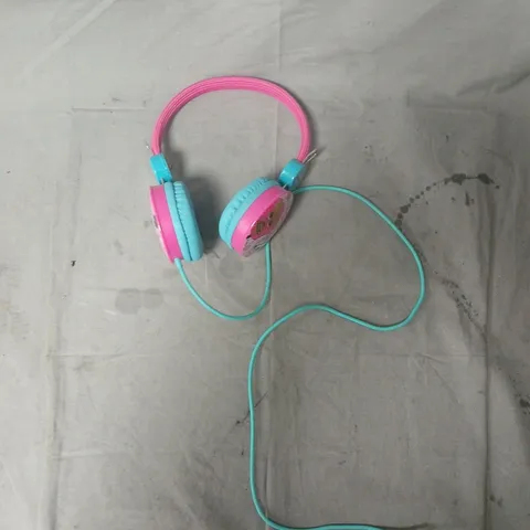 CHILDREN'S HEADPHONES – PINK AND TURQUOISE OVER-EAR WITH 3.5MM JACK.