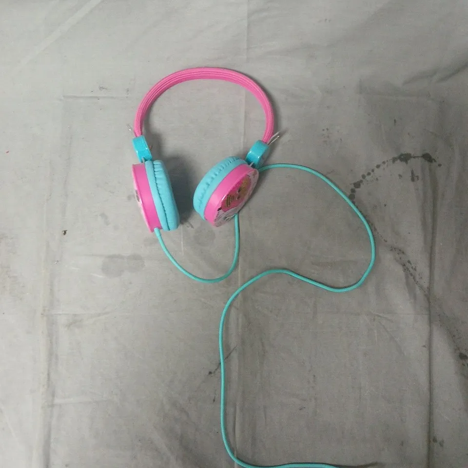 CHILDREN'S HEADPHONES – PINK AND TURQUOISE OVER-EAR WITH 3.5MM JACK.